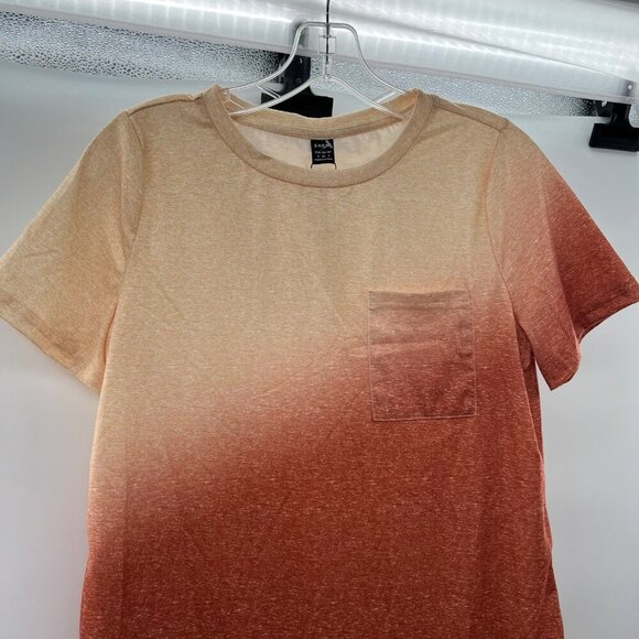 Shein Lune Women's Short Sleeve Top Orange/Cream Size Small New - Picture 2 of 9